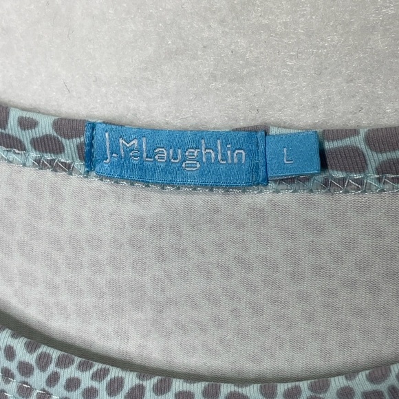 J. McLaughlin Leopard Print Signature Cap Sleeve Catilina Cloth Shirt Blue Gray - Picture 3 of 5